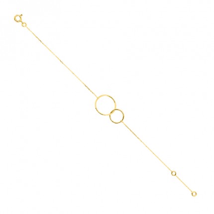 Pulseira de anel duplo em ouro amarelo 18k