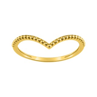 Anel em "v" entalhado em ouro amarelo 9k
