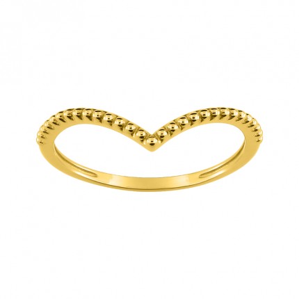 Anel em "v" entalhado em ouro amarelo 9k