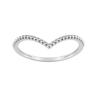 Anel em "v" entalhado em ouro branco 9k