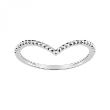 Anillo con muesca en "v" en oro blanco 9k