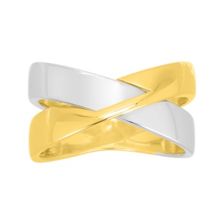 Anillo bicolor entrelazado en oro amarillo 18k