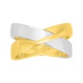 Anillo bicolor entrelazado en oro amarillo 18k