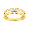 Anillo doble bicolor de oro amarillo 18k y rodio