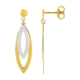 Pendientes colgantes de oro amarillo 9k y rodio