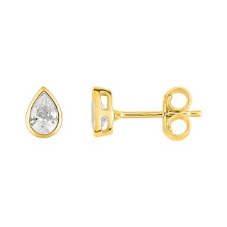 Brincos de gota em ouro amarelo 18k e zircónia