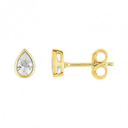 Pendientes de gota de oro amarillo 18k y circonitas