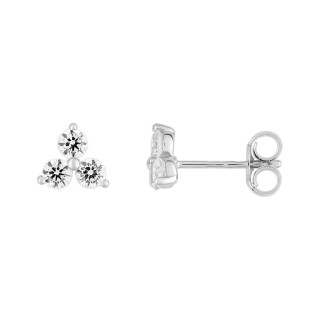 Pendientes de oro blanco 9k y trío de circonitas