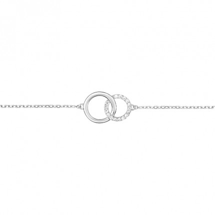 Pulseira de círculos em ouro branco 9k e zircónias