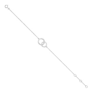 Pulseira de círculos em ouro branco 9k e zircónias