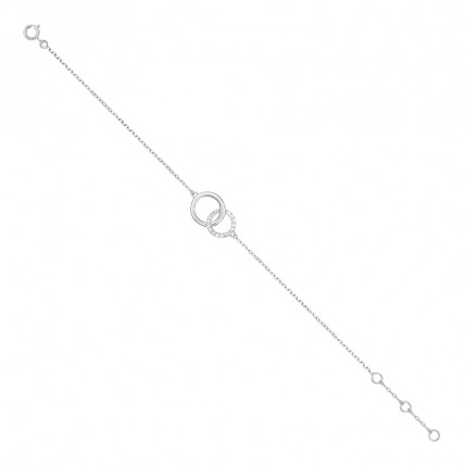 Pulseira de círculos em ouro branco 9k e zircónias