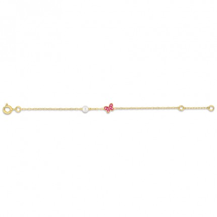 Pulseira de borboleta para crianças em ouro amarelo 9k