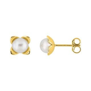 Brincos em ouro amarelo 18k e pérolas de água doce