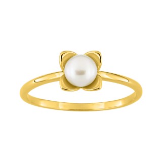 Anillo de oro amarillo 18k y perla de agua dulce