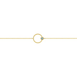 Pulseira circular em ouro amarelo 9k e topázio azul