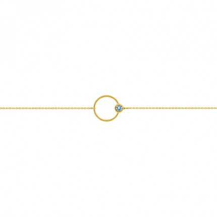 Pulseira circular em ouro amarelo 9k e topázio azul