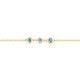 Pulsera de oro amarillo 9k y 3 topacios azules