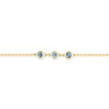 Pulsera de oro amarillo 9k y 3 topacios azules