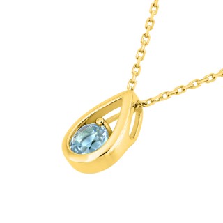 Colar de gotas em ouro amarelo 9k e topázio azul