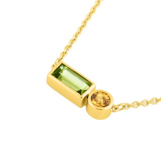 Collar de oro amarillo 18k peridoto y citrino