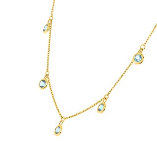 Collar de oro amarillo 9k y topacio azul