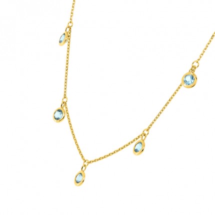 Collar de oro amarillo 9k y topacio azul