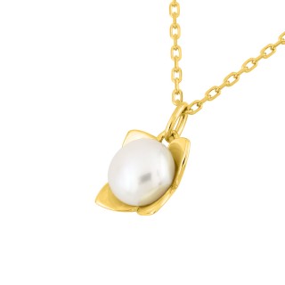 Collar de oro amarillo 18k y perla de agua dulce
