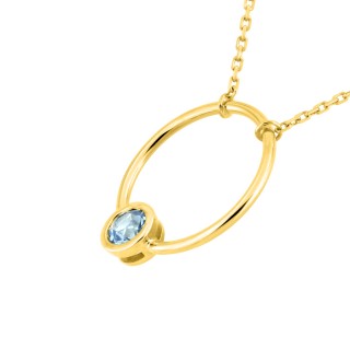 Collar circular de oro amarillo 9k y topacio azul