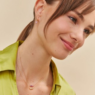 Pendientes de oro rosa 18k amatista y turmalina