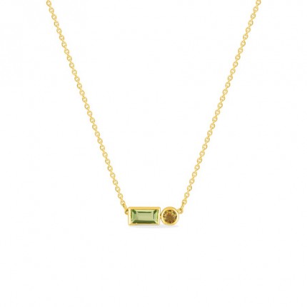 Colar em ouro amarelo 18k com peridoto e citrino