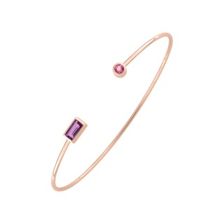 Pulsera de oro rosa 18k amatista y turmalina rosa