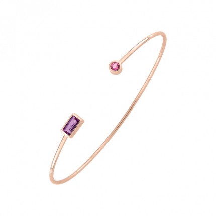 Pulsera de oro rosa 18k amatista y turmalina rosa