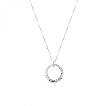Colar de círculos em ouro branco 9k e zircónia