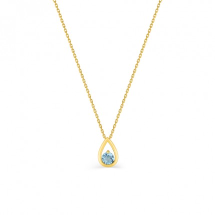Collar gota de oro amarillo 9k y topacio azul