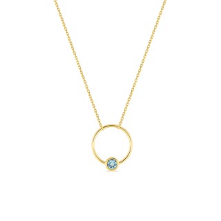 Collar circular de oro amarillo 9k y topacio azul