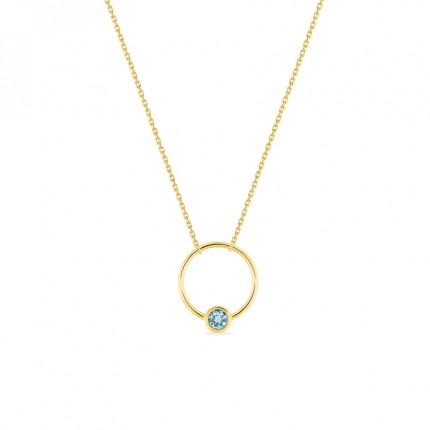 Colar circular em ouro amarelo 9k e topázio azul