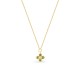 Colar flor em ouro amarelo 9k, esmeraldas e diamantes de 0,01 ct