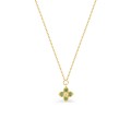 Colar flor em ouro amarelo 9k, esmeraldas e diamantes de 0,01 ct