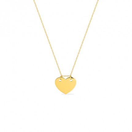 Collar de oro amarillo 9K de 42 cm con colgante corazón