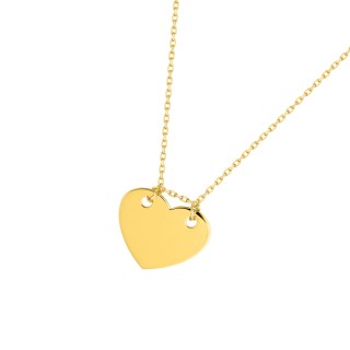 Colar em ouro amarelo 9K de 42 cm com pendente coração
