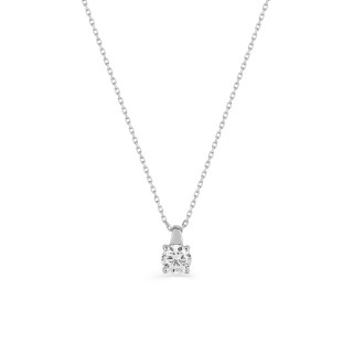 Colar em ouro branco 9k de 42 cm com pendente 4 garras