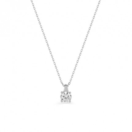 Colar em ouro branco 9k de 42 cm com pendente 4 garras