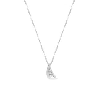 Collar de oro blanco 18K de 42 cm y diamantes de 0,08 ct
