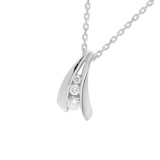 Collar de oro blanco 18K de 42 cm y diamantes de 0,08 ct