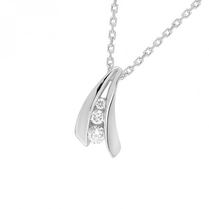 Collar de oro blanco 18K de 42 cm y diamantes de 0,08 ct