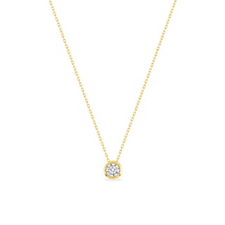 Collar de oro amarillo de 18K de 42 cm con colgante de circonita