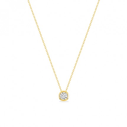Collar de oro amarillo de 18K de 42 cm con colgante de circonita