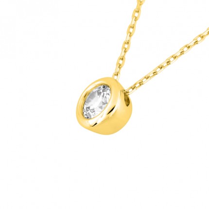 Colar em ouro amarelo 18K de 42 cm com pendente de zircónia