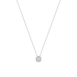 Colar em ouro branco 18K com pendente de zircónia de 42 cm