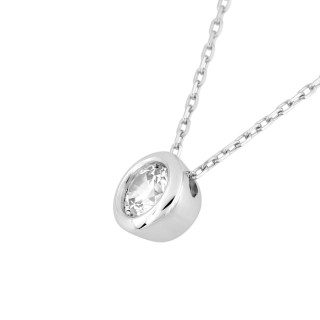 Colar em ouro branco 18K com pendente de zircónia de 42 cm